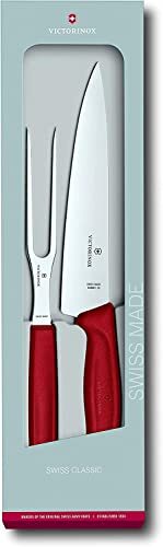 Victorinox 6.7131.2G Swiss Classic Carving Fork and Knife Set Red Set of 2NEW