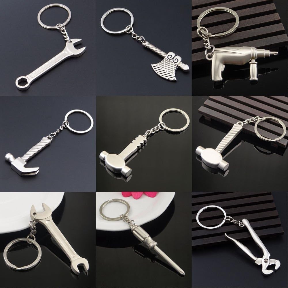 16-Piece Pretend Play Set Mini Construction Multi Tools Metal Keychains, Asso…