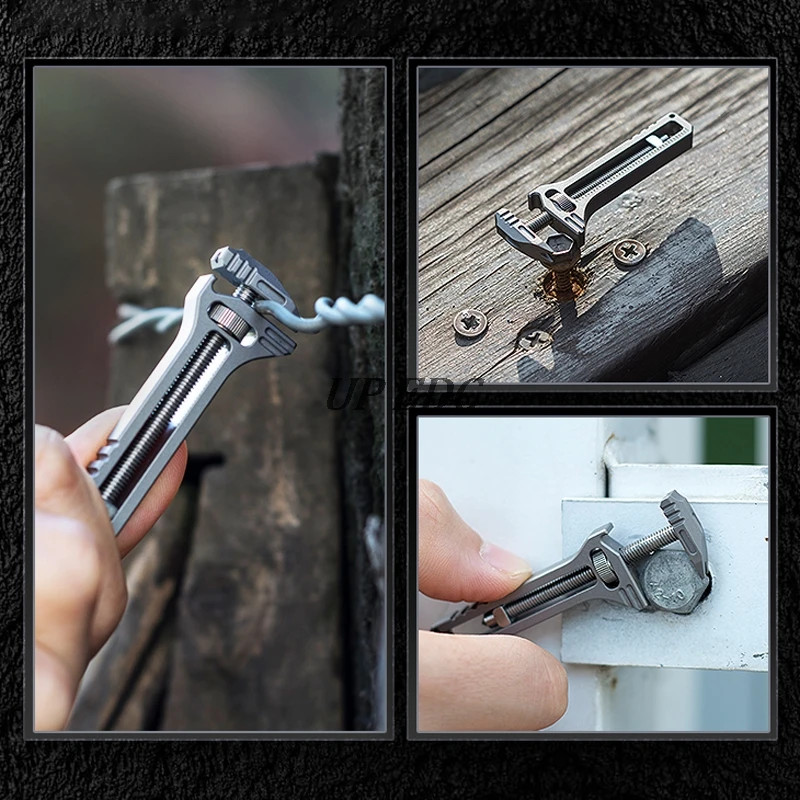 1/3x Compact Titanium Hiking Multitool Mini Multitool Wrench Opener Keychain USA