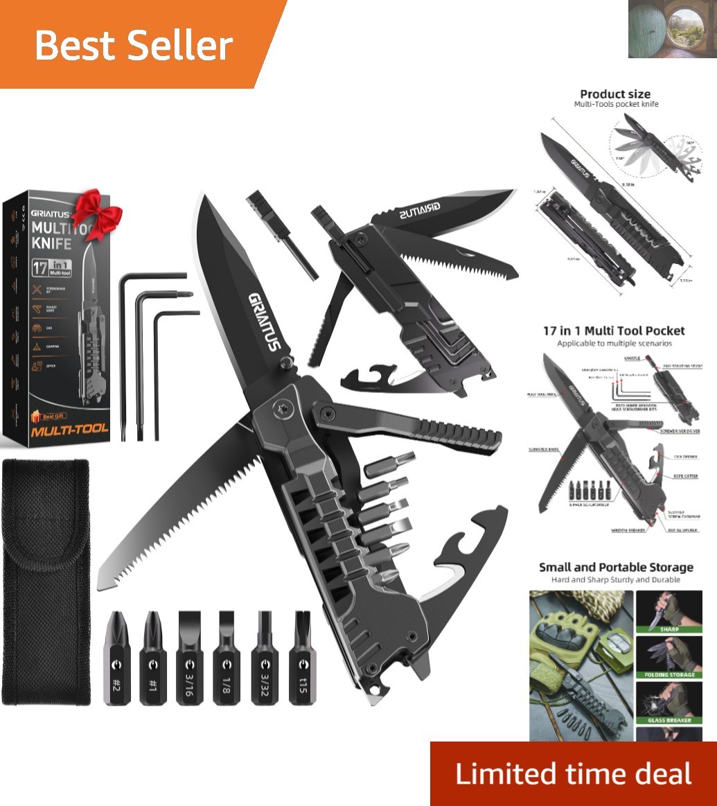Compact 17-Tool Multitool Knife – Perfect for Camping, Survival, Everyday Use