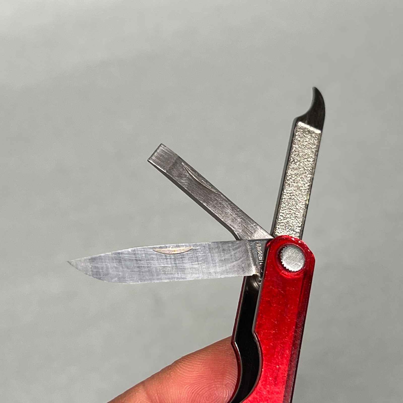 RARE Leatherman Micra Translucent Red Polycarbonate Keychain Multi-Tool USA