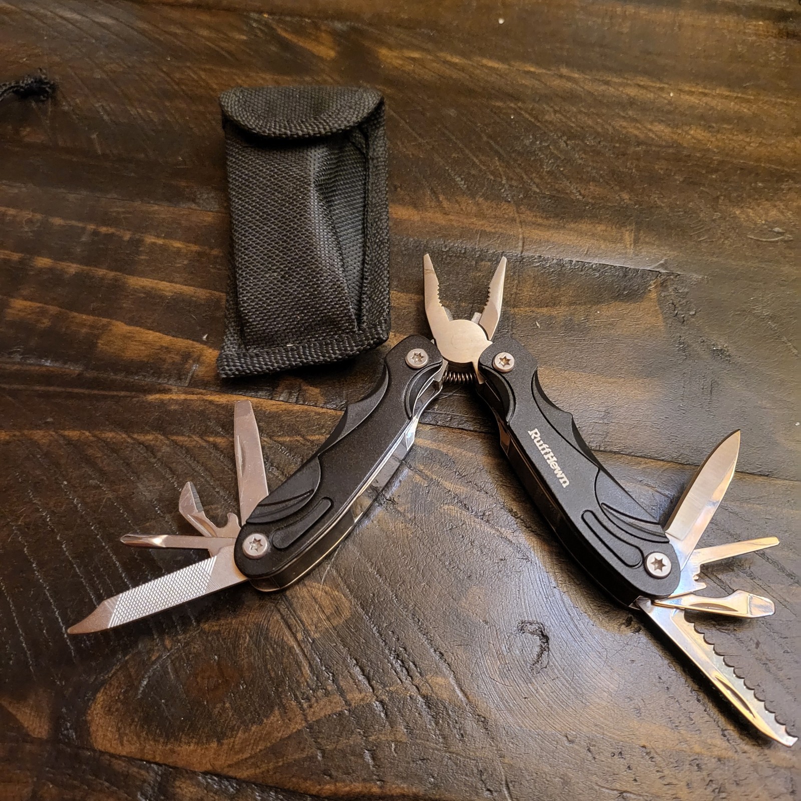 L@@k!!! Ruff Hewn Black Multi Function Pocket Knife Tool Gadgets – 10 Tools