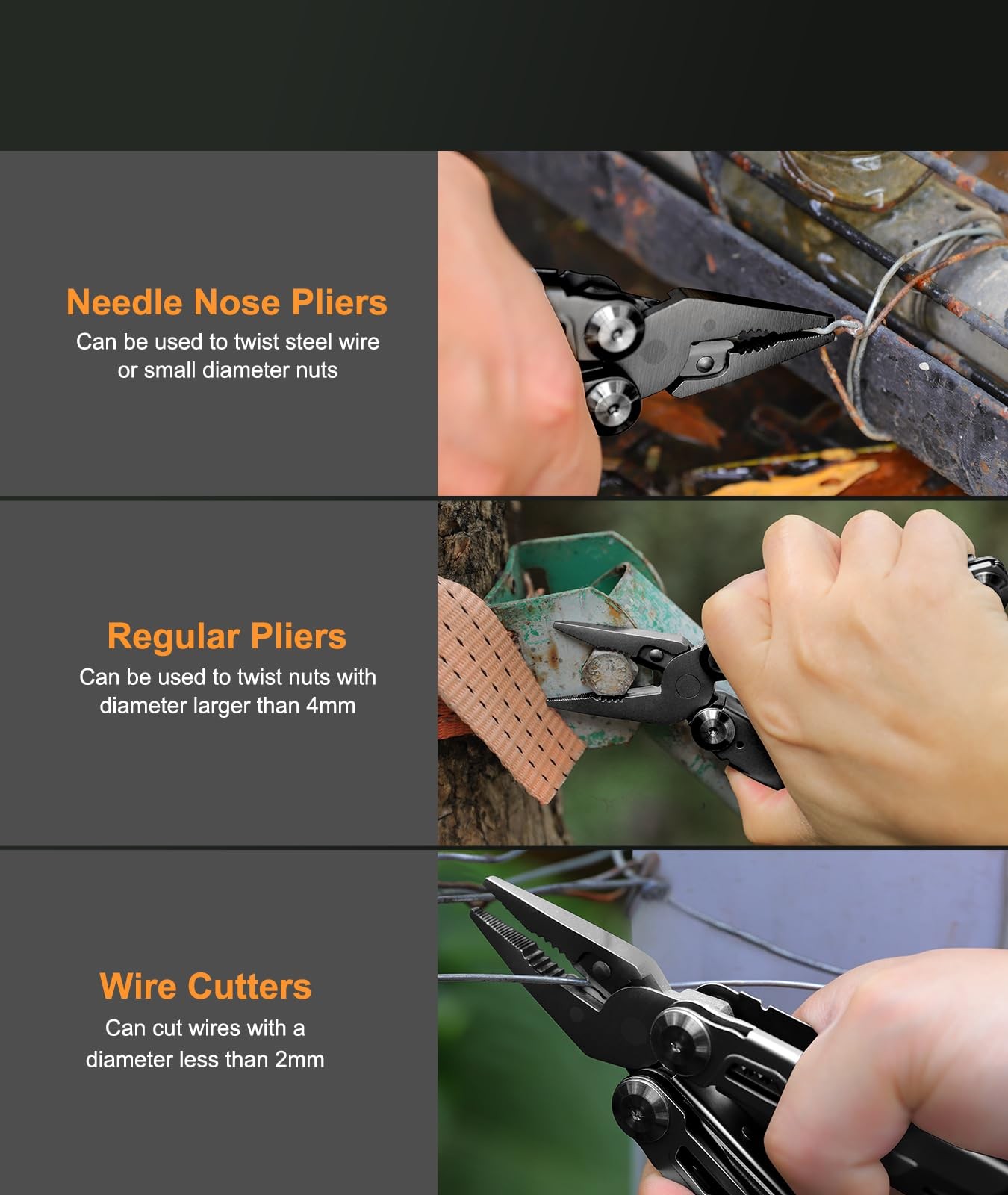 Multitool, 14-in-1 Stainless Steel Foldable Multi Tool with Wire Cutter, Knif…
