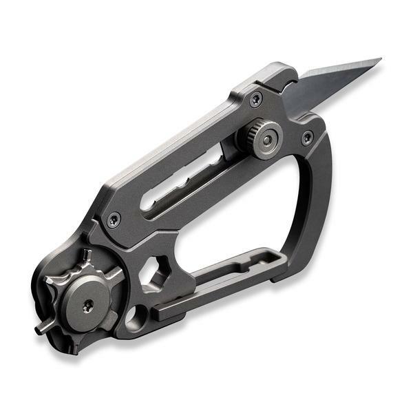 Civivi Polymorph Carabiner Keychain Multi Tool Gray Titanium Utility Plain Blade