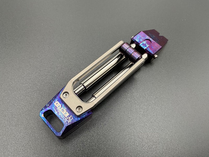 Ketuo Pocket Prybar Lightning Strike Anodized Finish Titanium With Lanyard Loop