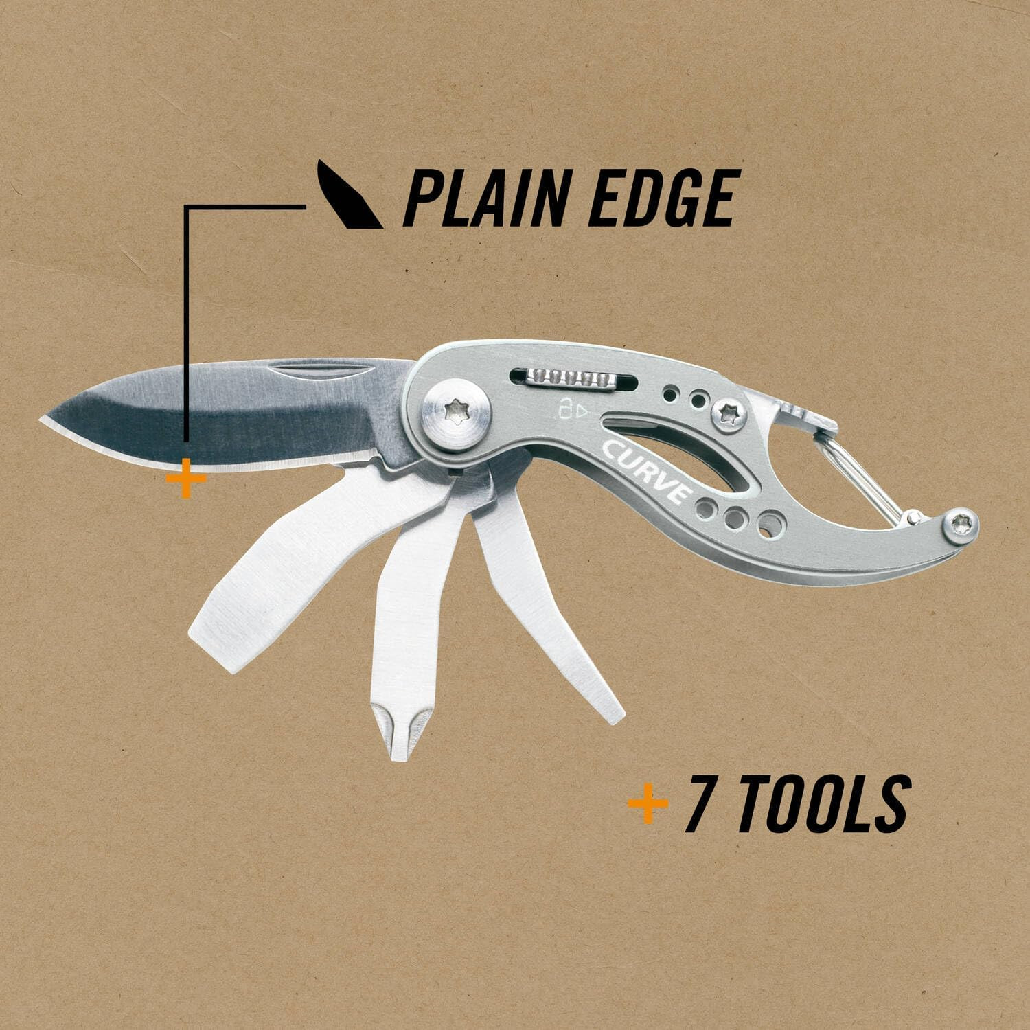Gear Curve EDC Multitool 6-In-1 Pocket Knife Keychain with Pocket Screwdriver, G