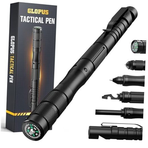 Gifts for Men, 9 in 1 Tactical Pen, Dad Gifts for Fathers Day, Large Black