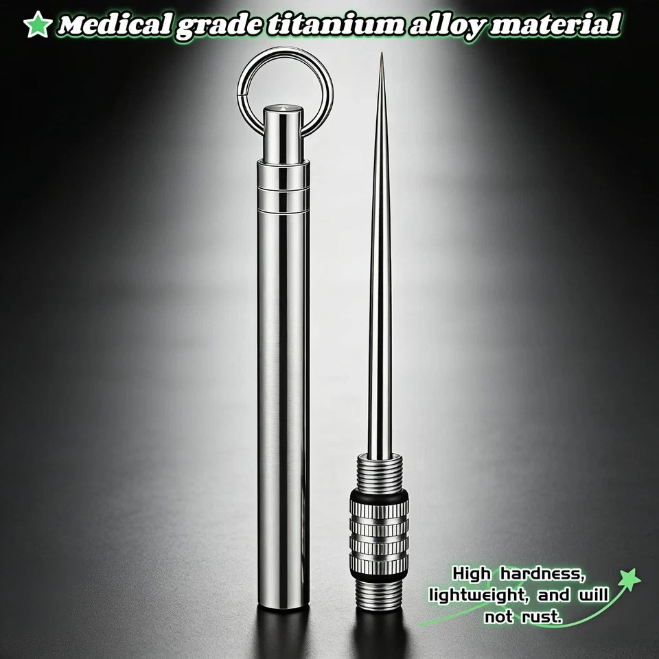 Portable Titanium Toothpick, Multi-Functional Reusable Stainless Steel Silver