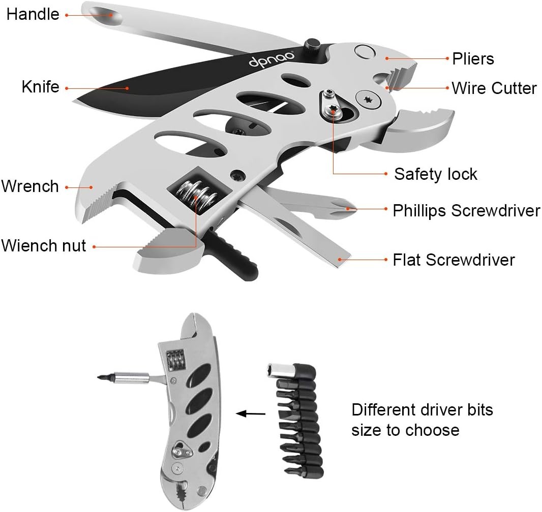 7-in-1 Folding Multitool Wrench Pliers Wire Cutter Screwdrivers Portable