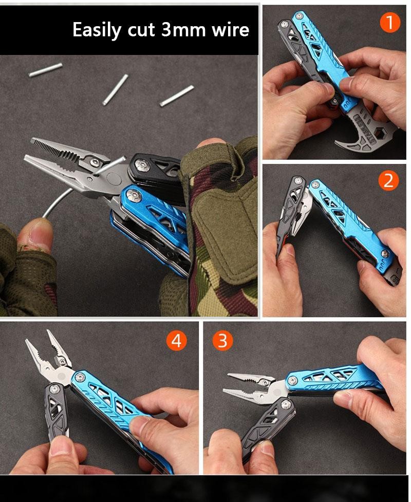 Outdoor Multifunction Hammer Pliers Knife Camping Emergency Survival Tool