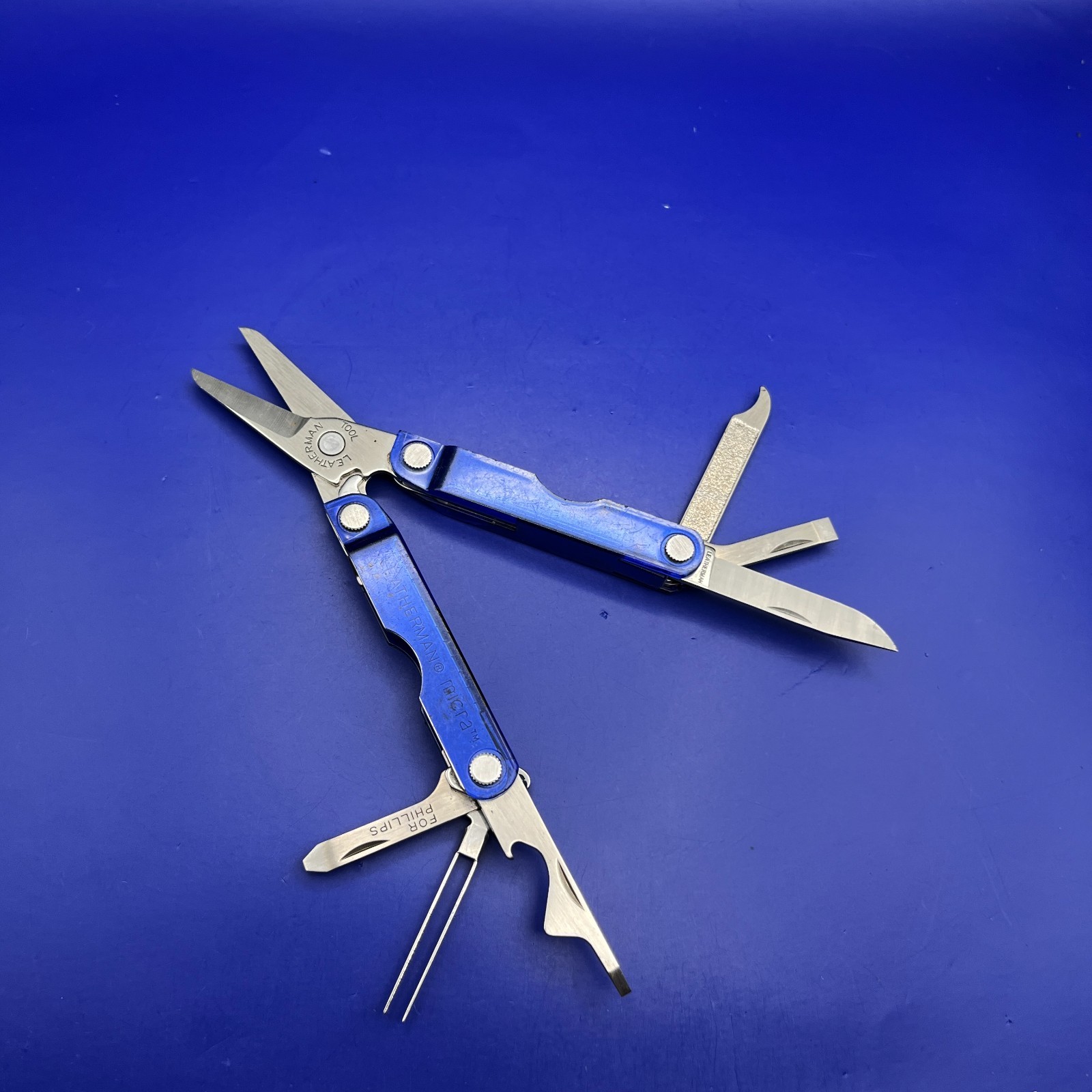 Leatherman Micra Multi-Tool Knife, Scissors- Blue Translucent