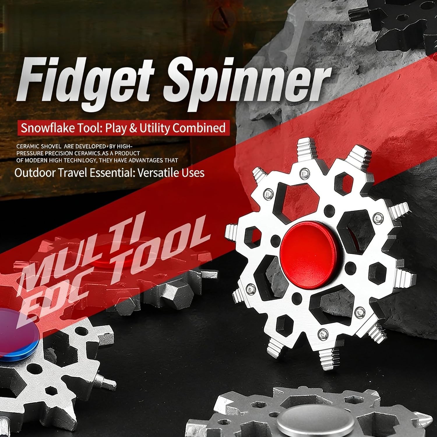 Snowflake Multitool W/ Fidget Spinner 23-in-1 Portable Carbon Steel Multi-Tool
