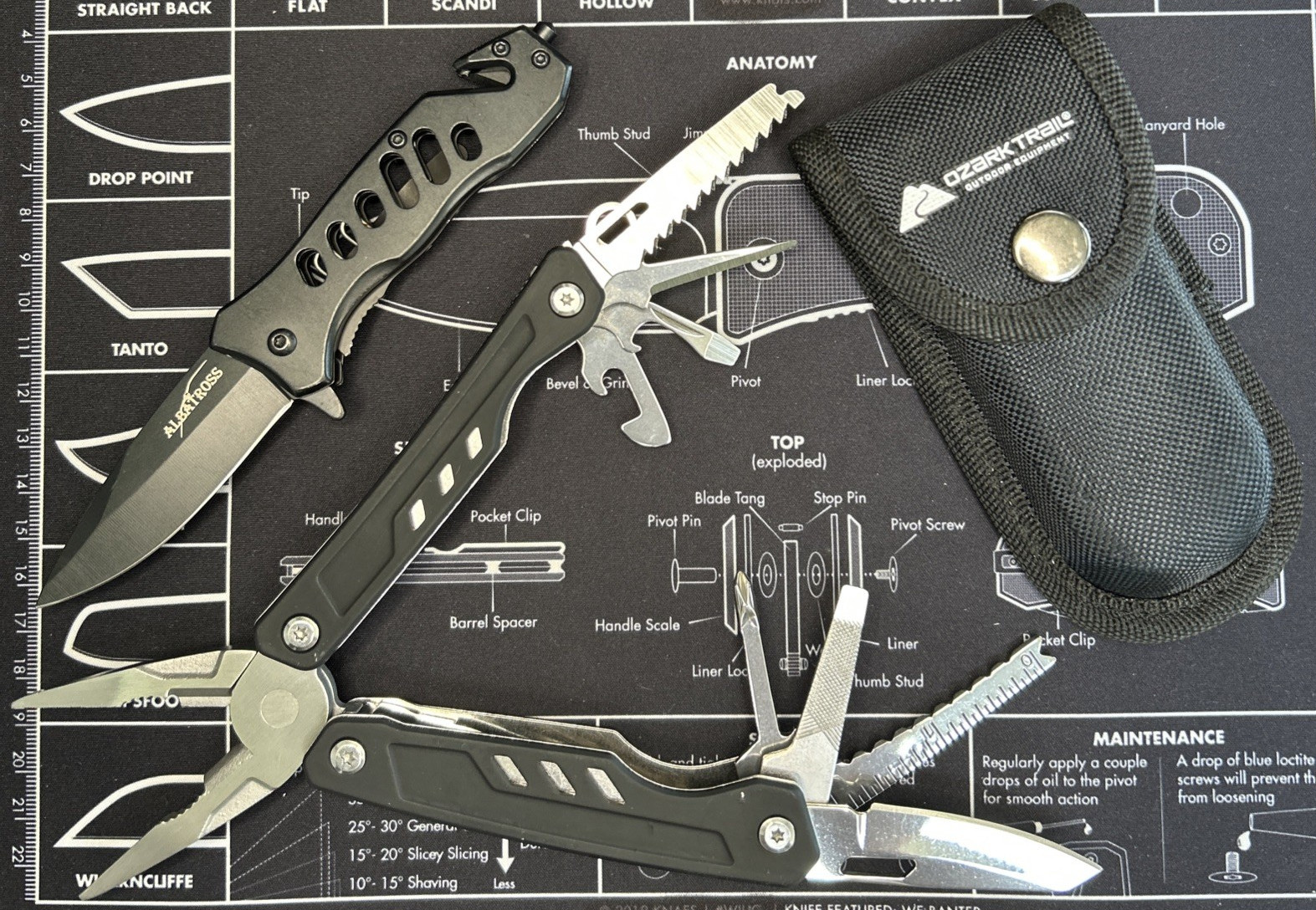 Ozark Trail 12 in 1 Multi Tool & A/O Rescue Pocketknife Camping Hiking Lot of 2