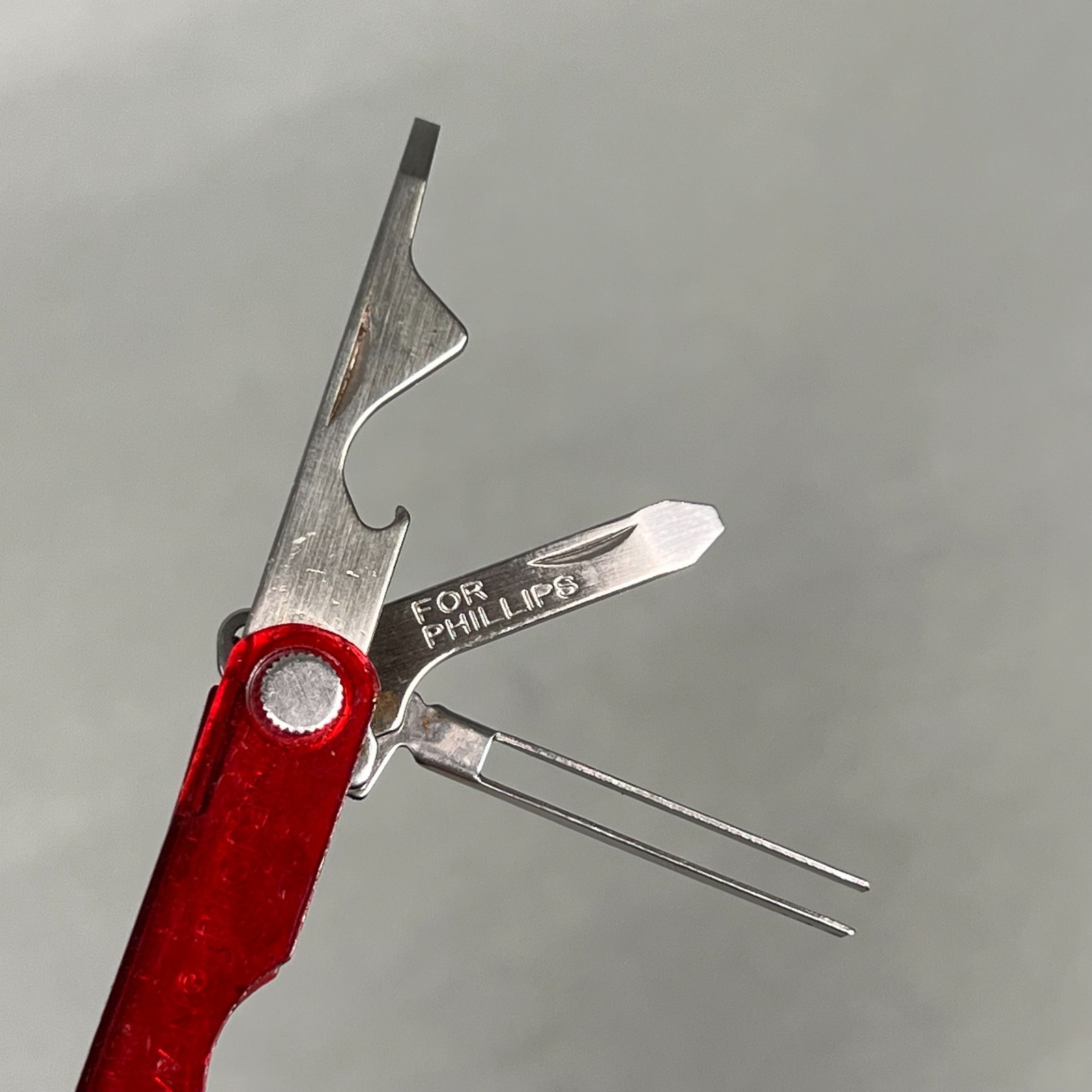 RARE Leatherman Micra Translucent Red Polycarbonate Keychain Multi-Tool USA