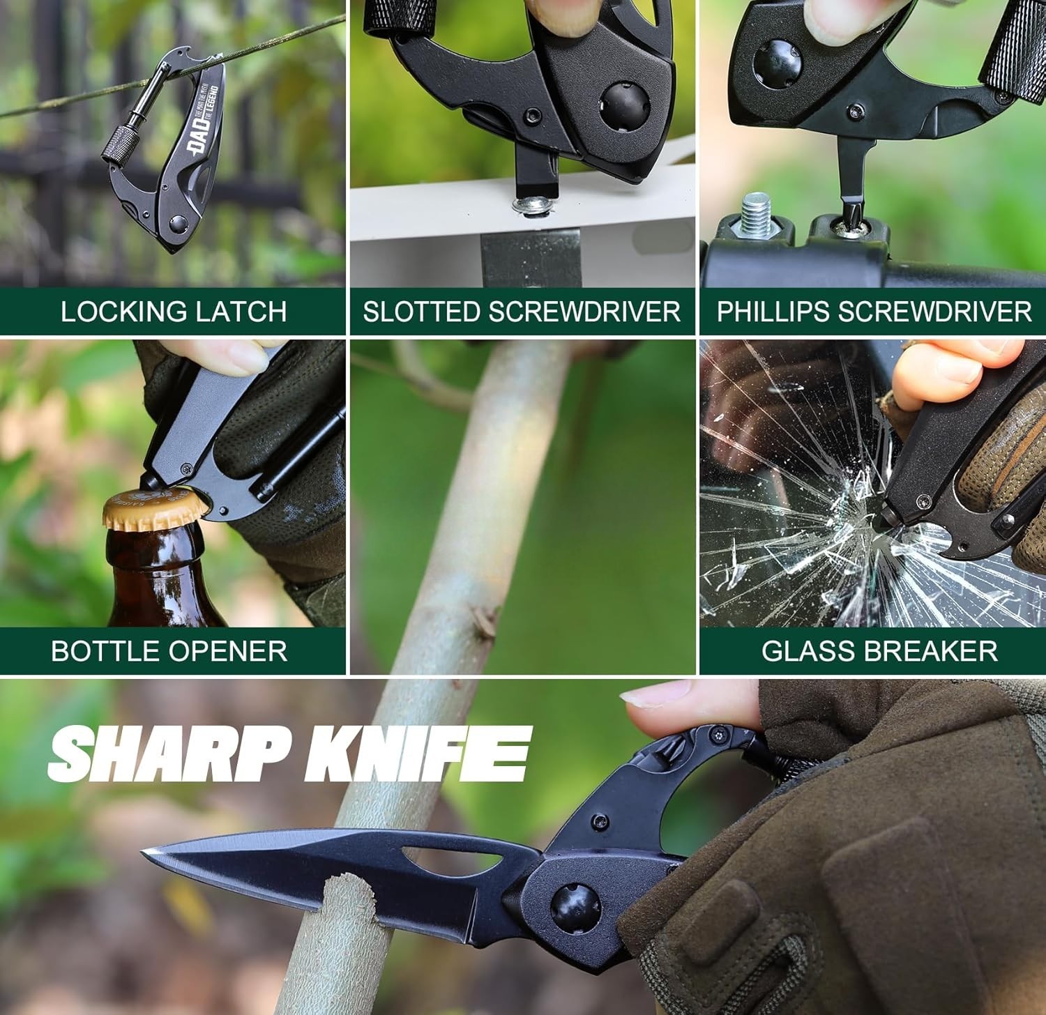 Dad Fathers Day Gift Black Stainless Steel Multitool Husband Birthday Gadget