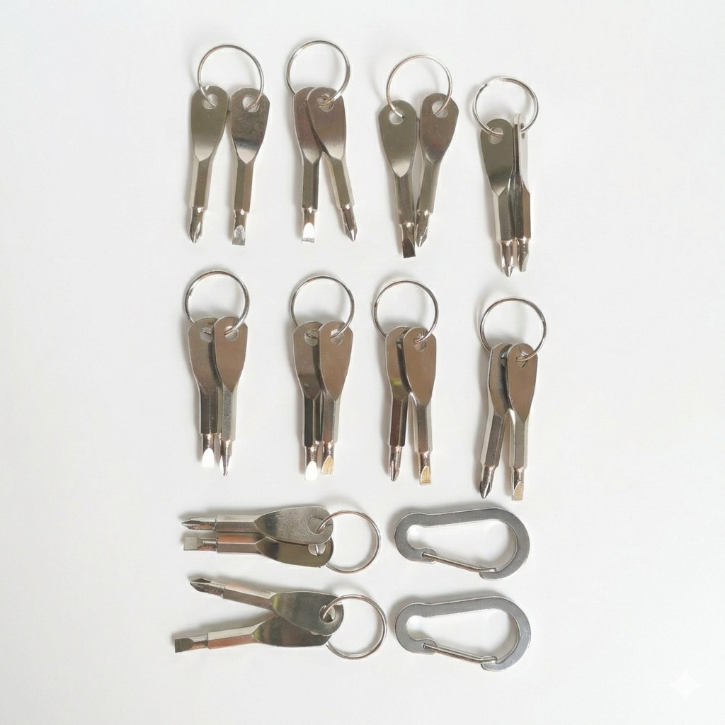 10x Pocket Screwdriver Keychains Wholesale Lot-EDC Men’s Gadget Gifts + 2-Hooks