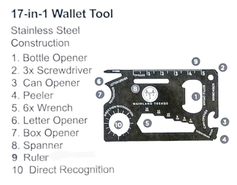 4pc Purple Multi-Tool Set Wallet Tool, LED Light, Micro Multi-Tool, Pocket Knife