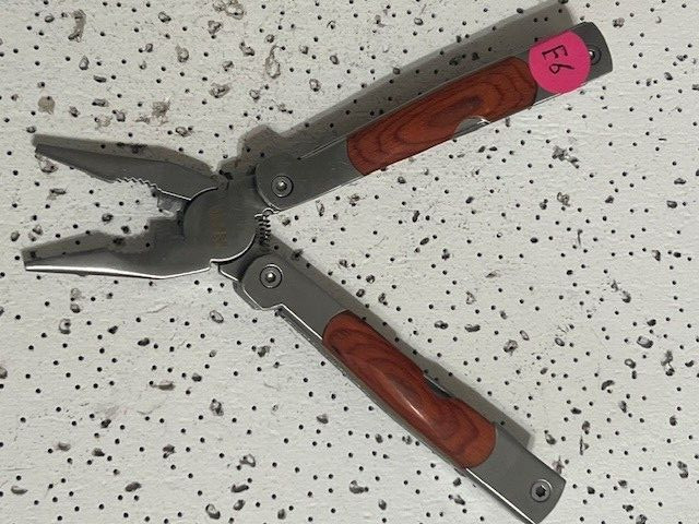 NRA Multi-Tool 4.5” Pliers ,Knives , Can Opener , Ruler and Saw Wood Handle—