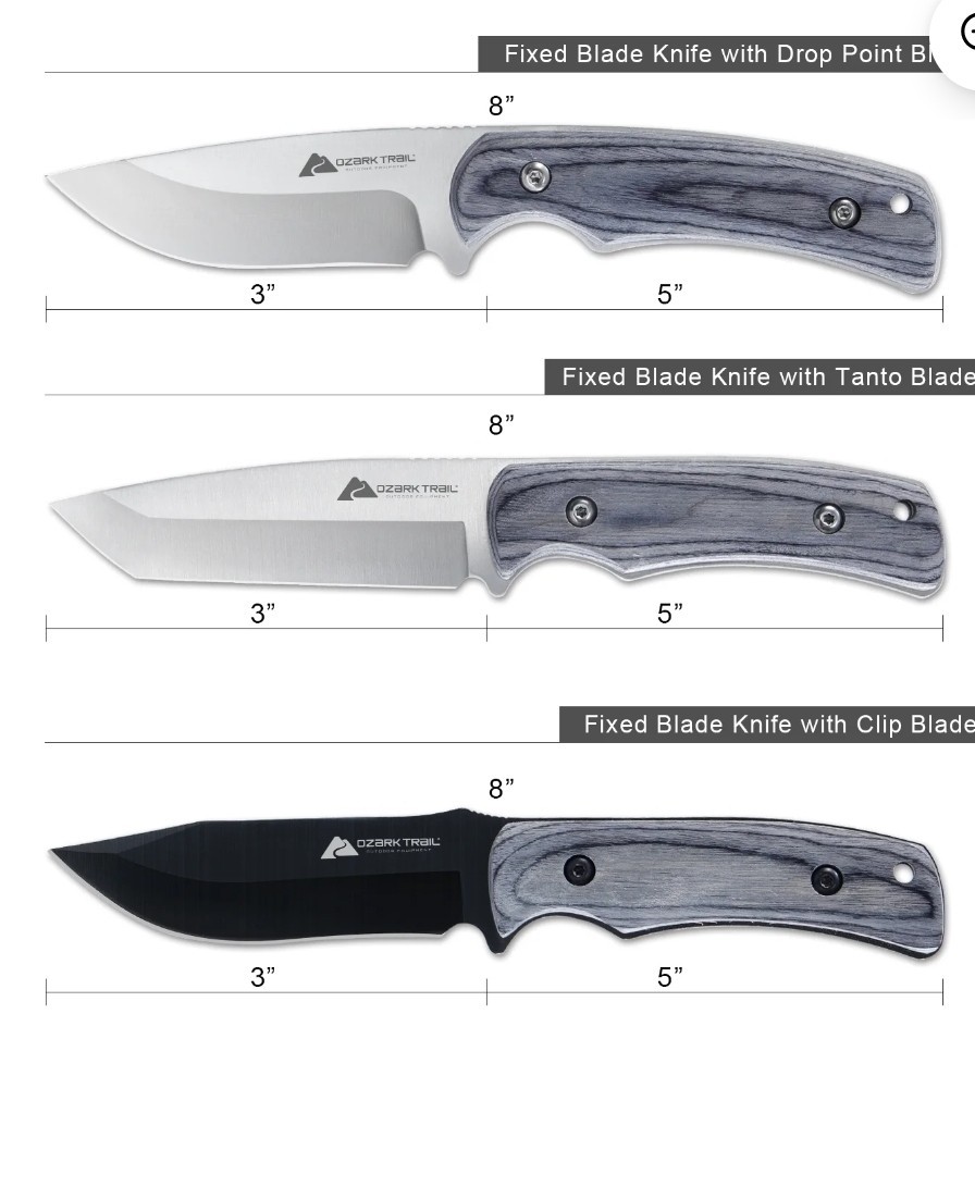 Ozark Trail 6 Pieces Hunting Knives Set, 3- 8 inch Fixed Blade Knife, 3 Sheaths