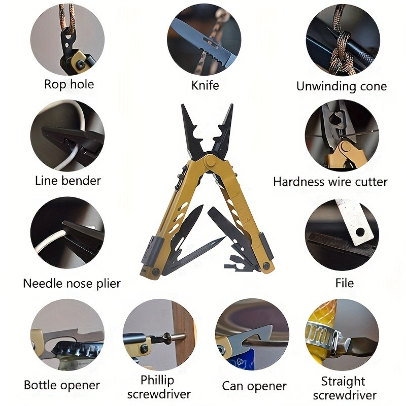 13 In1 Survival Multi Tool Plier Outdoor Portable Compact Pocket Stainless Steel
