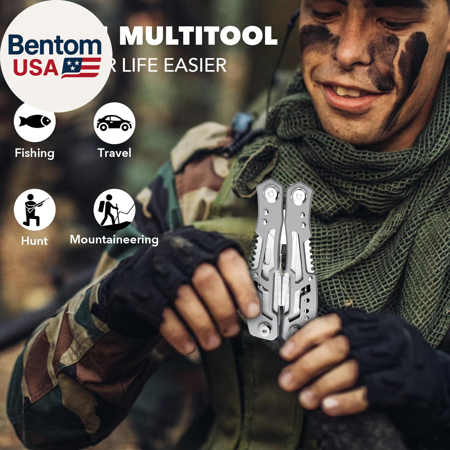 14-In-1 Multitool Pliers，Premium Portable Multi Tool ，With Safety Locking Profes