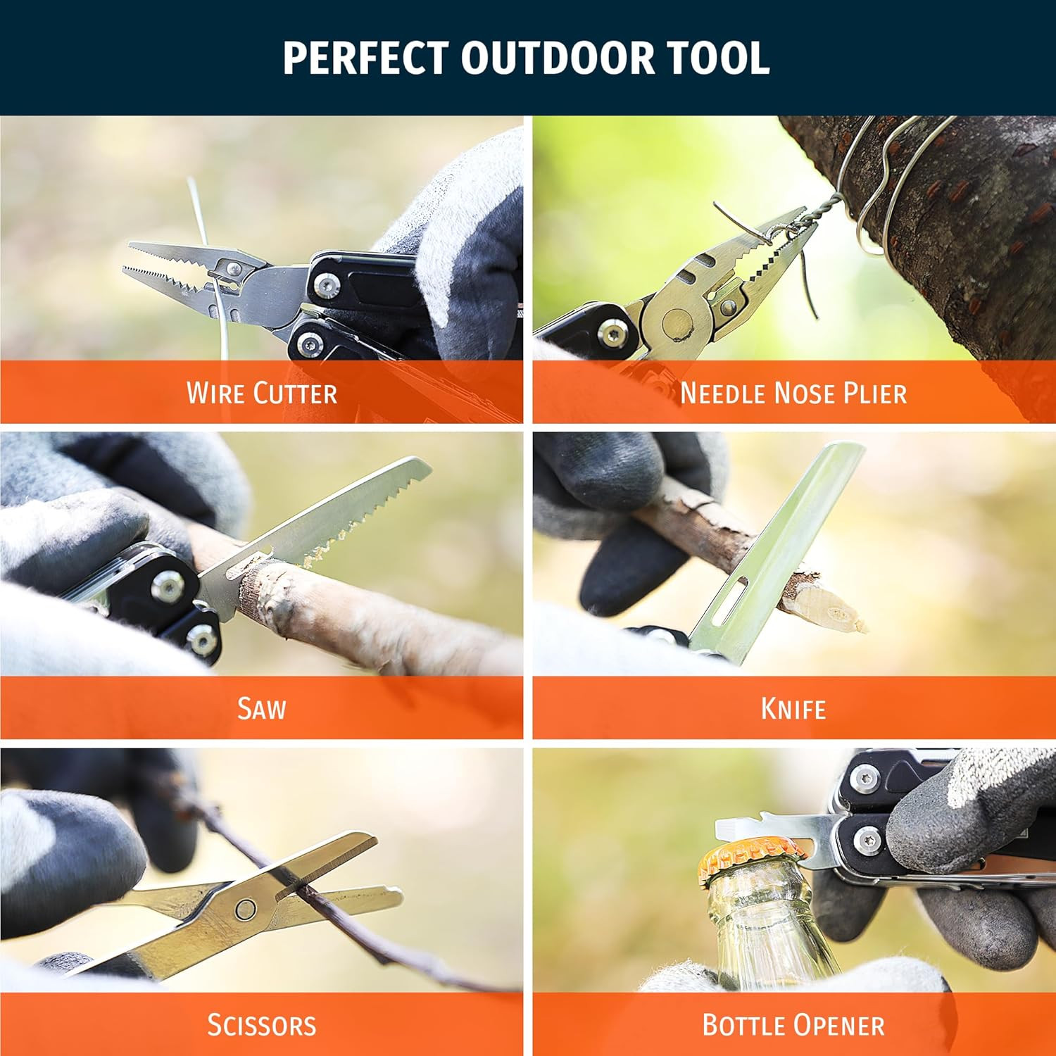 16-In-1 Multitool Pliers, Portable Camping Multi Tool with Safety Lock, Outdoor