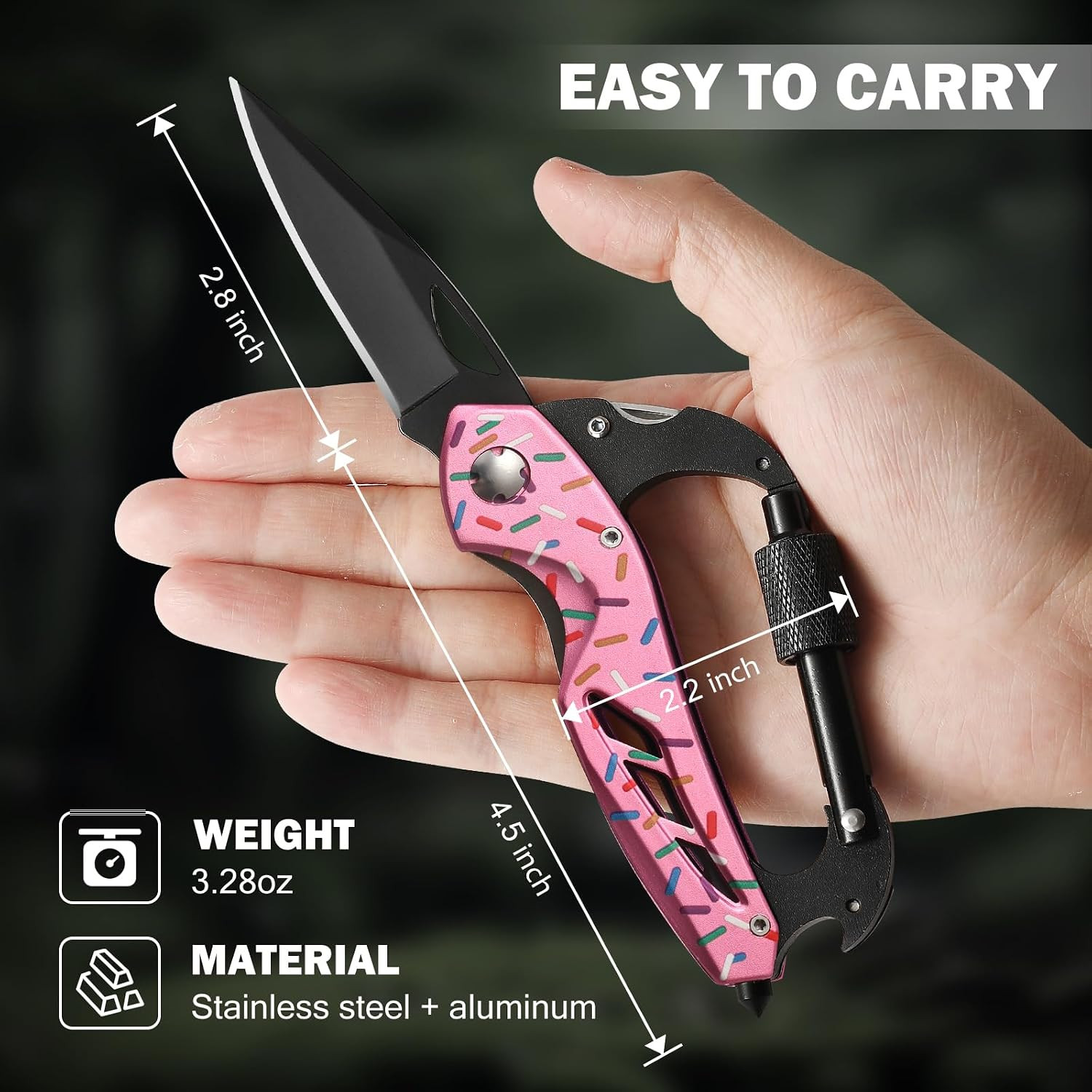 Donut Multitool Carabiner Knife Gifts for Women Men,Survival Gear for Camping Hi
