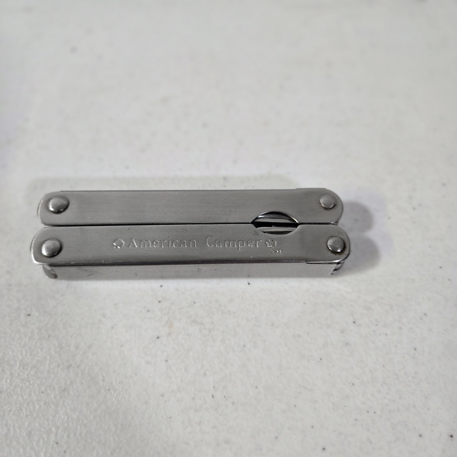 Vintage American Camper Multitool Stainless Steel Pocket Plier Knife Leather She