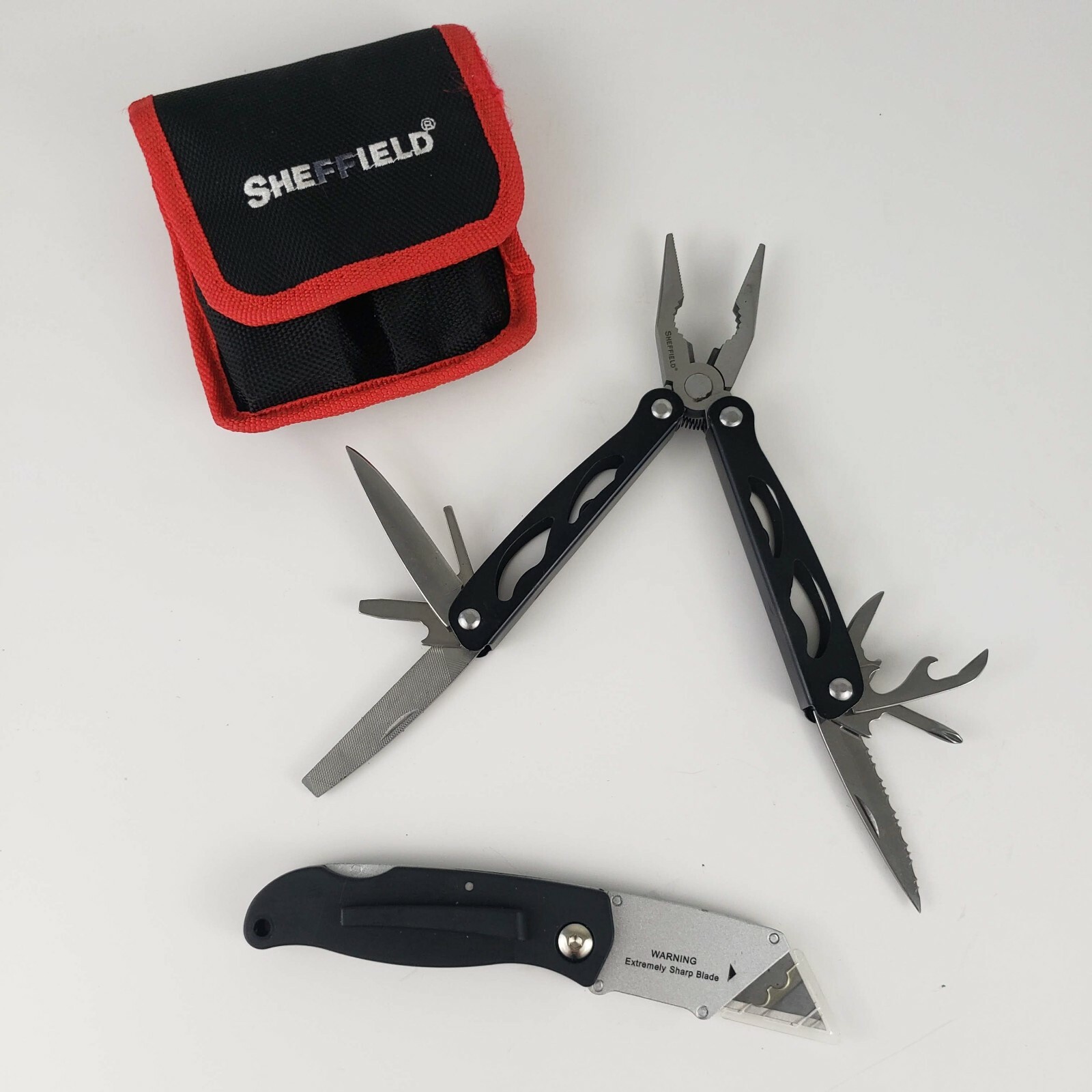 Sheffield Multitool And Box Cutter Knife Set Of 2 In Carrying Case
