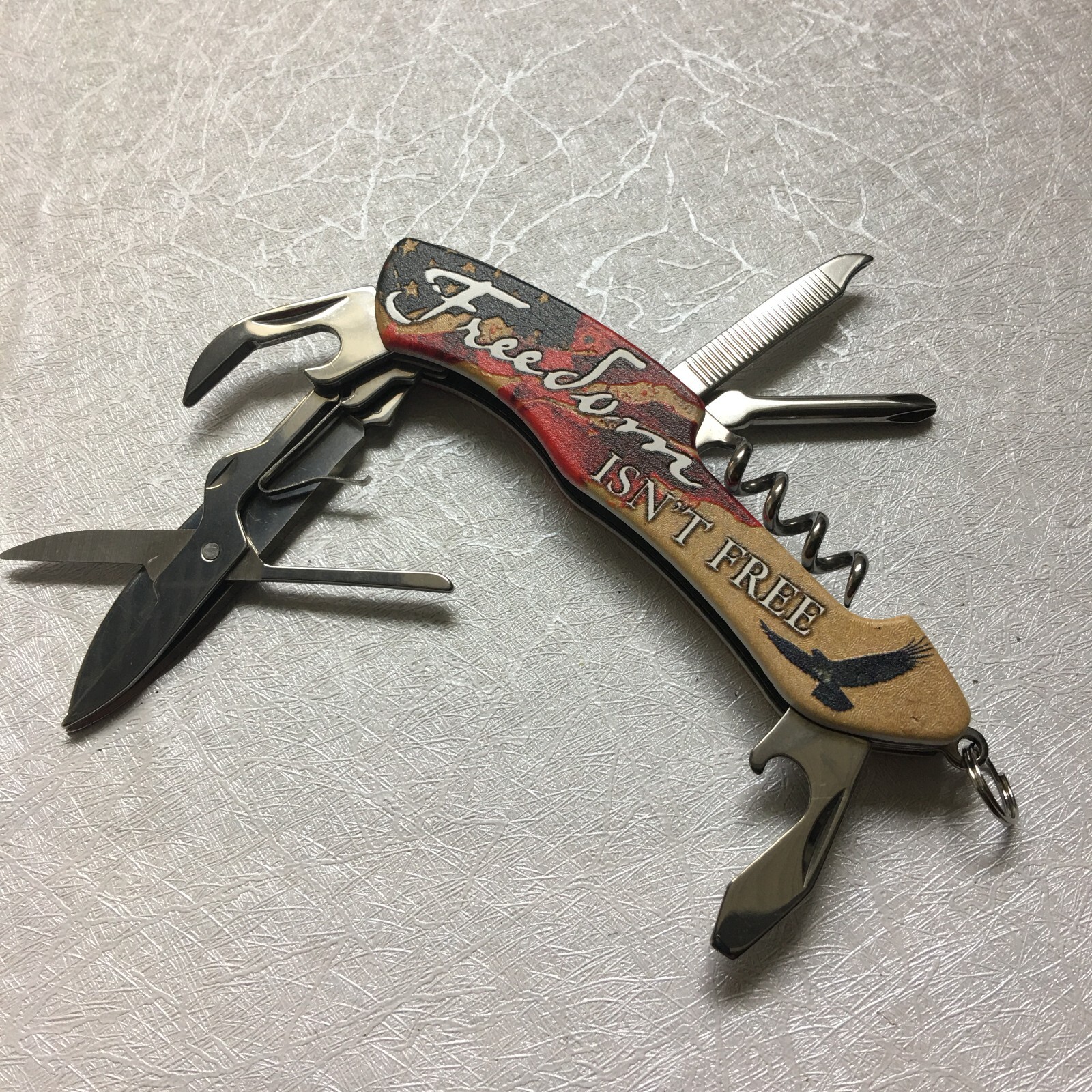 Vintage American Mint Patriotism Pocket Knife Multi-Tool “Freedom Isn’t Free”