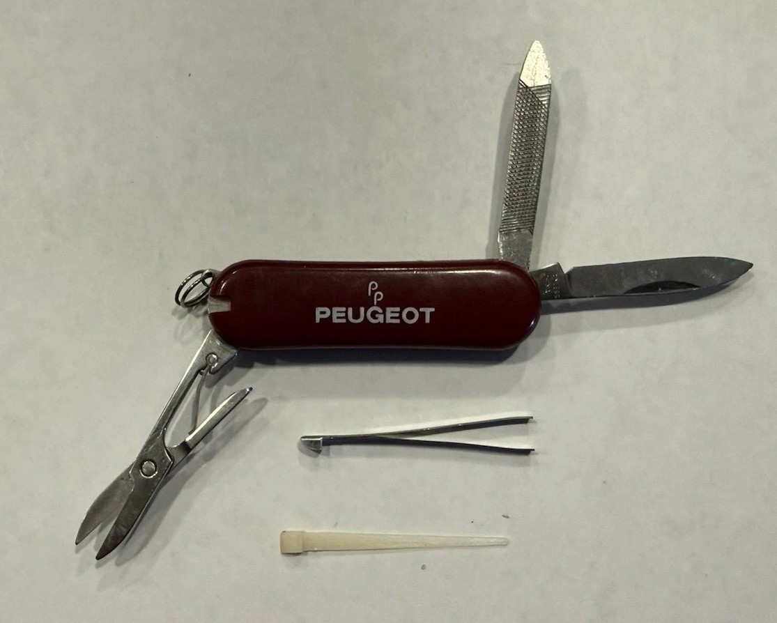 2.25” Peugeot Mini Swiss Army Knife 3 Tool Scissors Nail File Twezzers Toothpick
