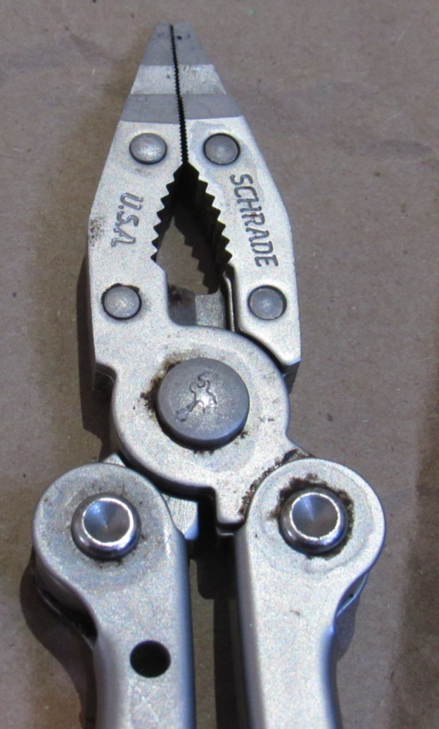 VTG Schrade Tough-Tool Multi-Tool Pliers Knife w/ Leather Sheath USA Made metal