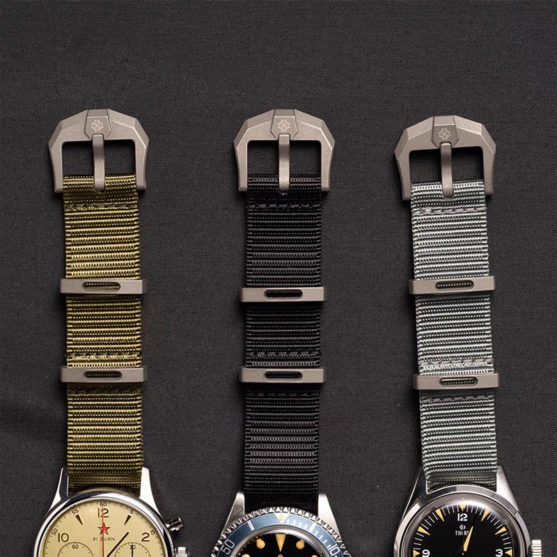 Quick Dry 20mm Titanium Nylon Watch Band Tactical CNC Carved Buckle