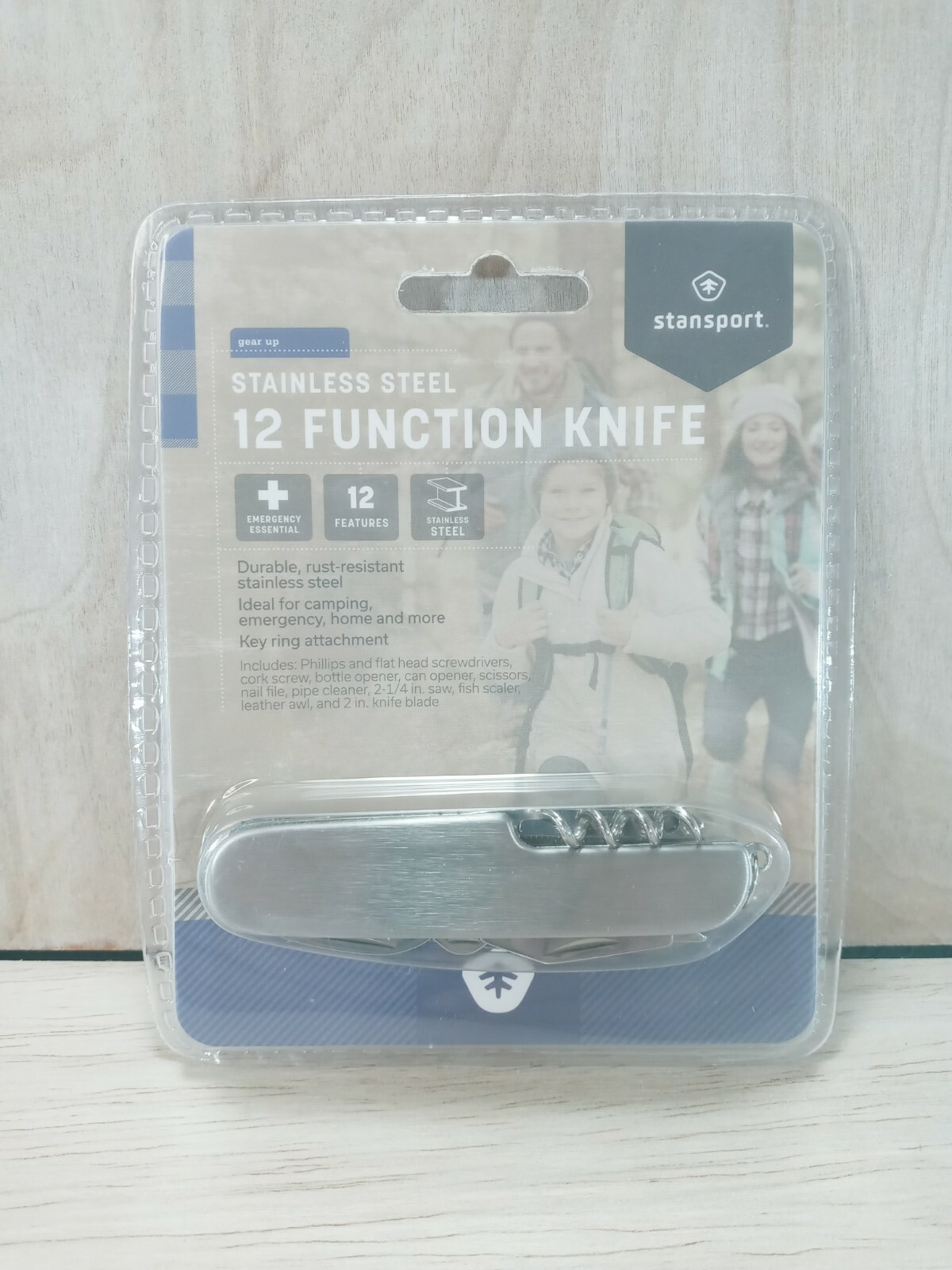 Stansport Multi Tool 12 Function Knife Stainless Steel Rust Resistant Key Ring