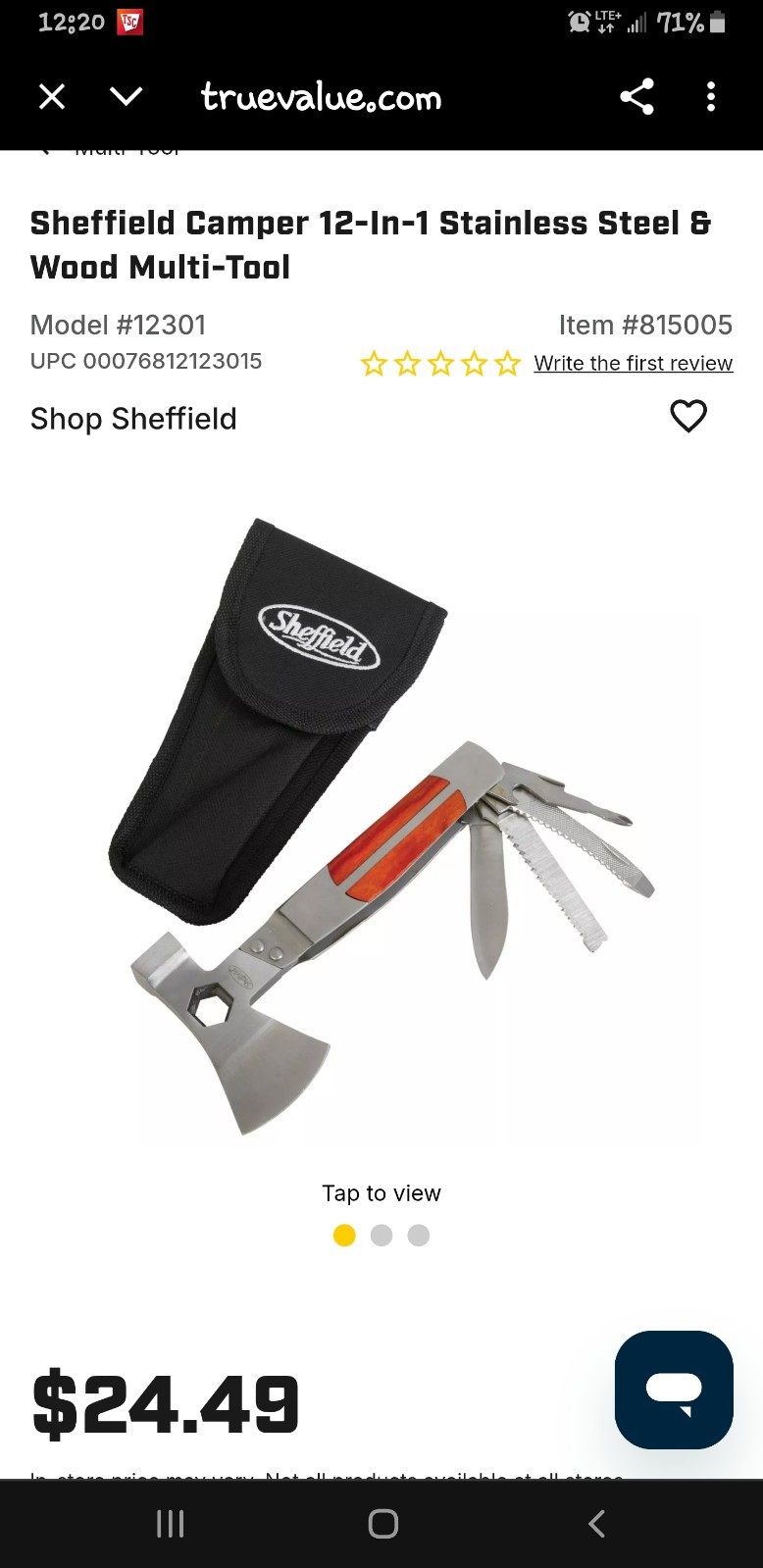 Sheffield Camper 12-In-1 Stainless Steel & Wood Multi-Tool