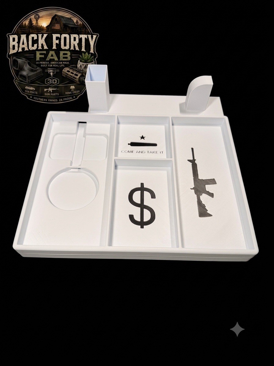 White Plastic 6-Compartment Rectangle Organizer Tray for Cell Phone & Money