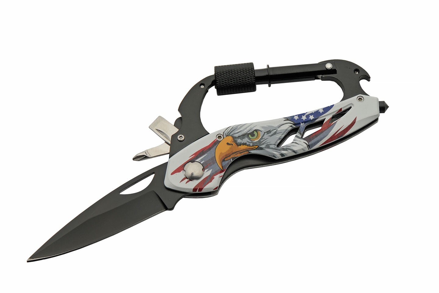 4.5″ Carabiner Multi Tool Knife Stainless Steel Blade (Pack of 12)