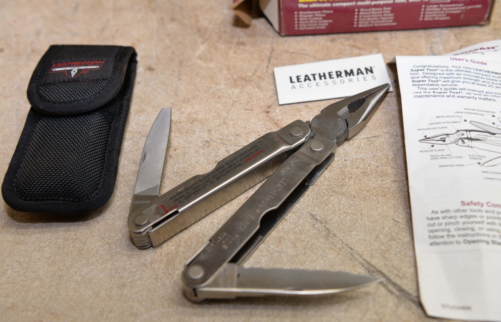 Rare 1996 Leatherman super tool multi-tool pat pending original box sheath lot