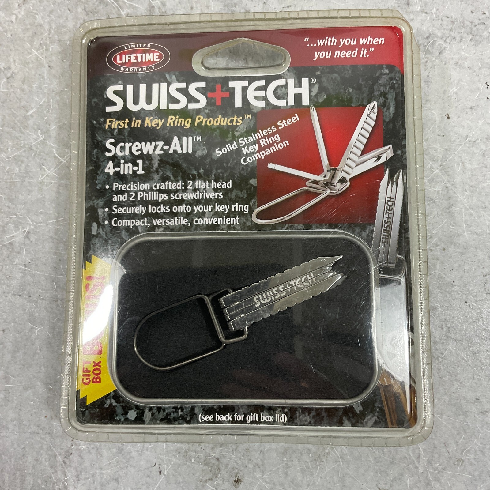 Swiss Tech Screwz All 4-in-1 Multi-Tool Key Ring Screwdriver Ruler SACSS + case
