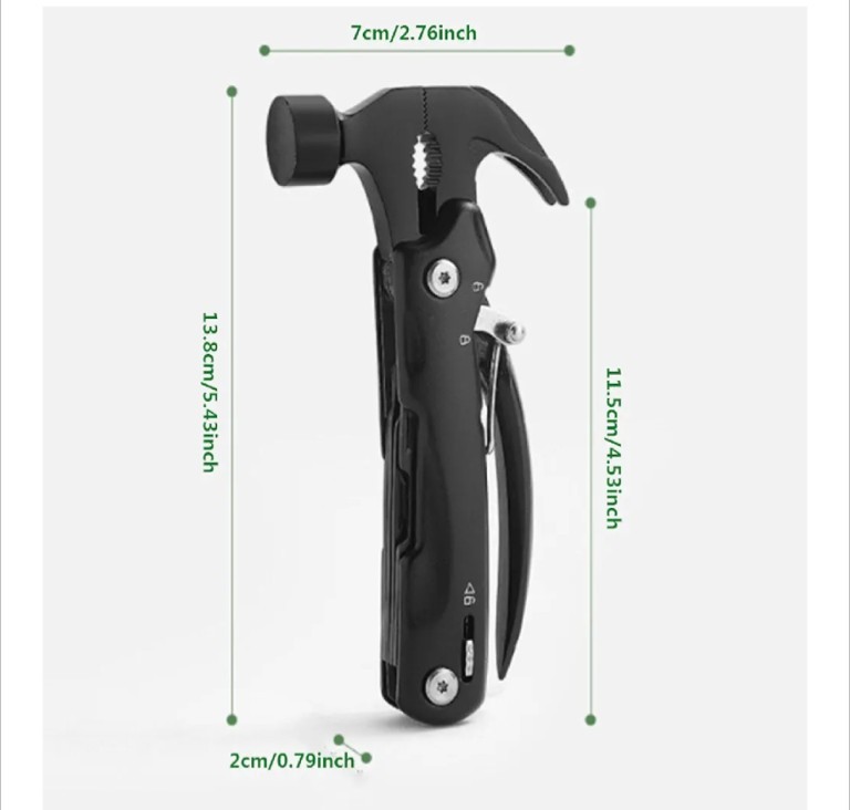 12-in-1 Stainless Steel Multifunctional Claw Hammer Emergency Survival Tool