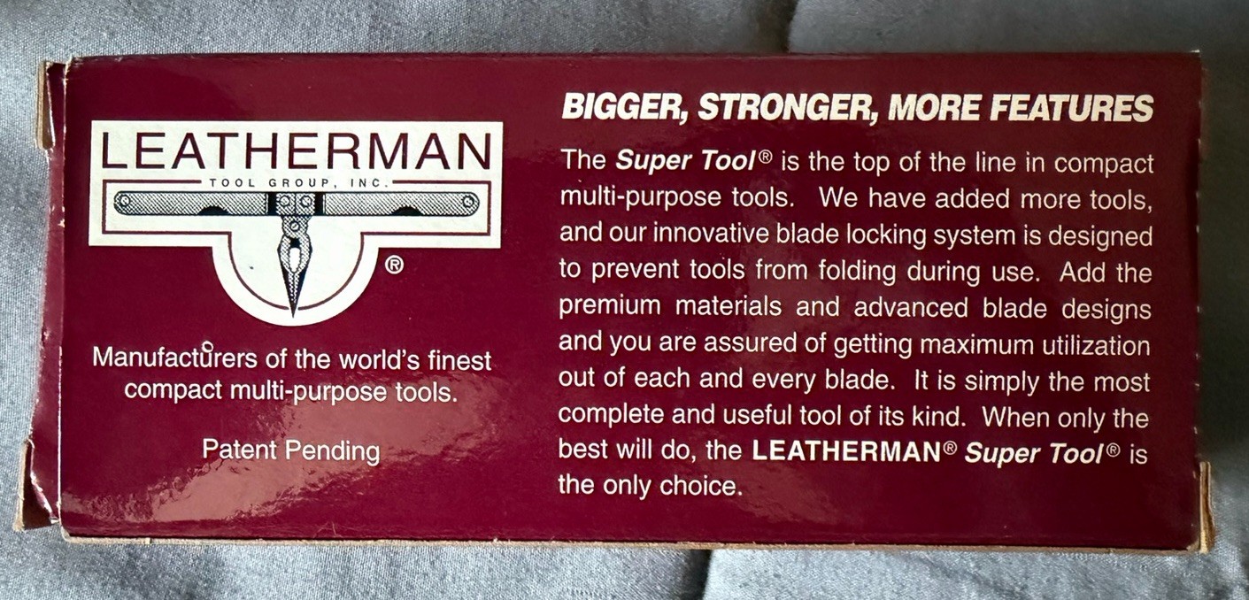 Original Leatherman Super Tool 1997 with Box, papers, Nylon Sheath Never Used