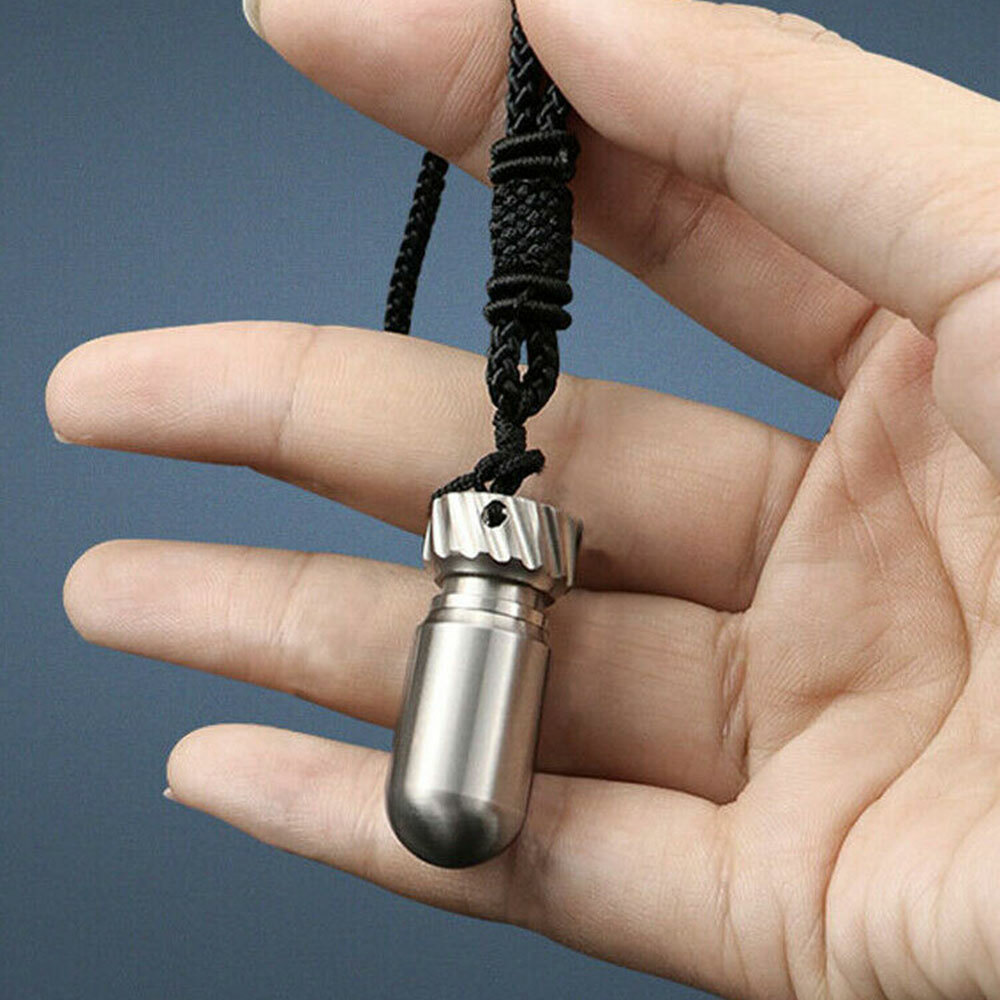EDC Titanium Multi Tool Waterproof Portable Medicine Bottle Key Pendant Box Kit