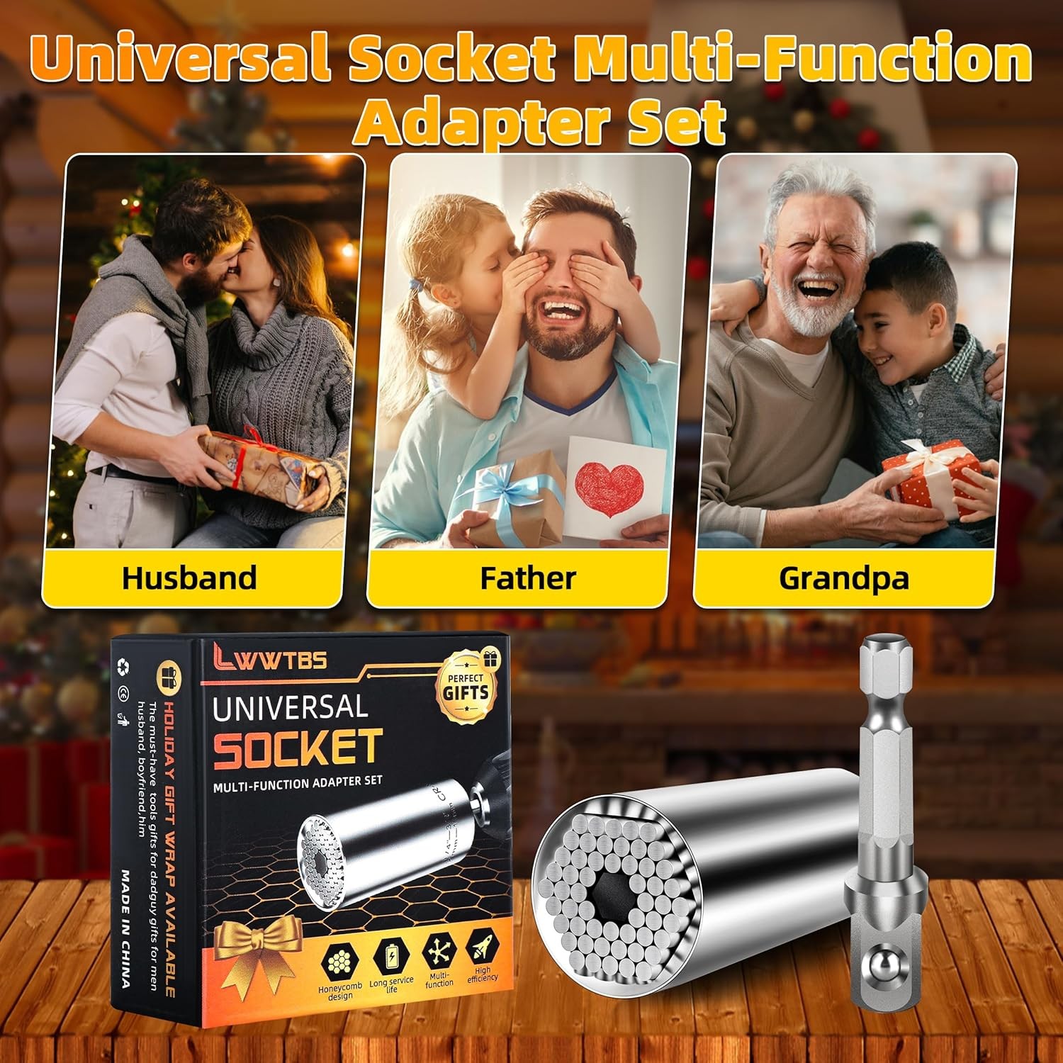 Universal Socket Wrench Adapter Set Multi Function Grip Tool Kit Gift for Men