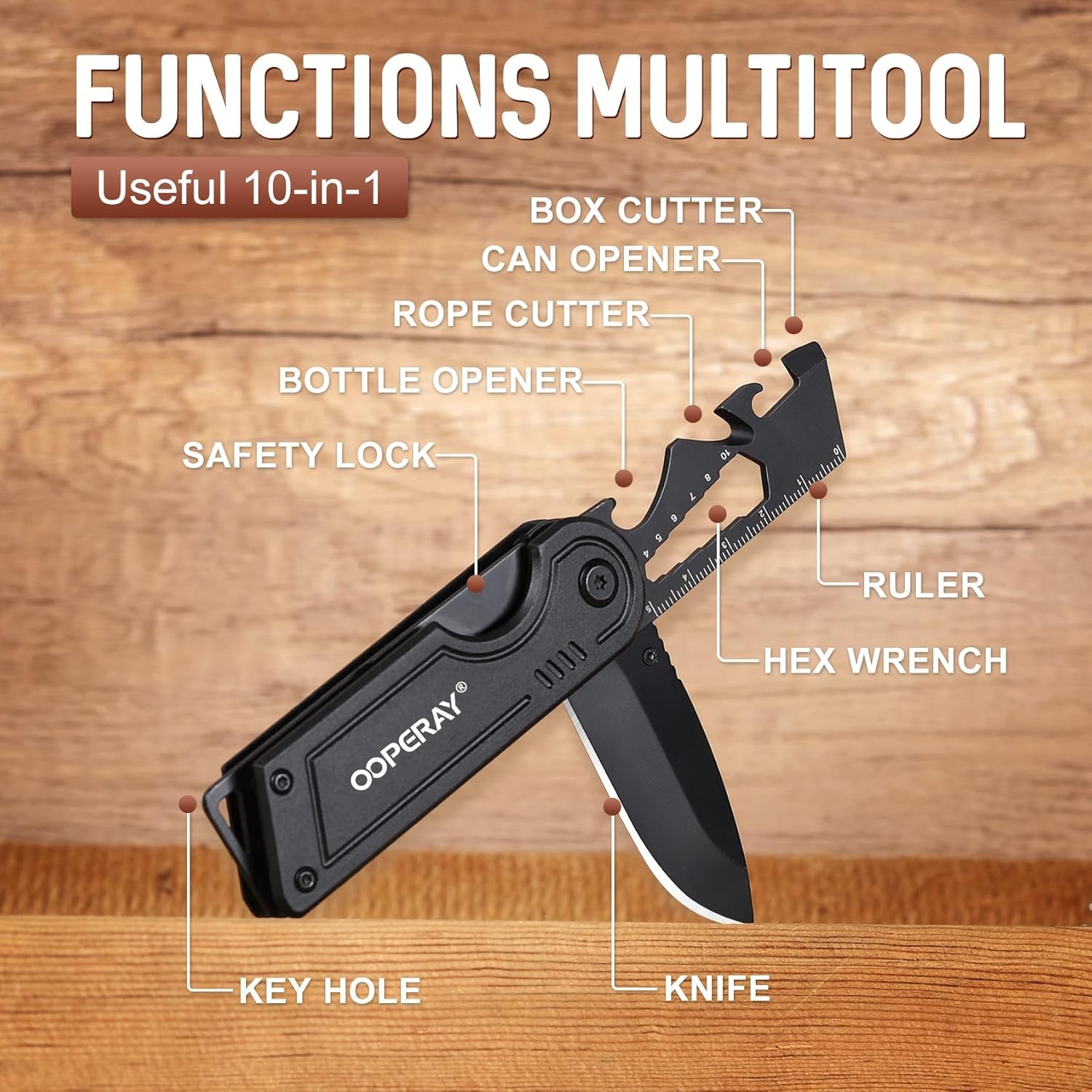 Multitool Pocket Knife EDC Box Cutter Gifts Men Fishing Hunting Camping