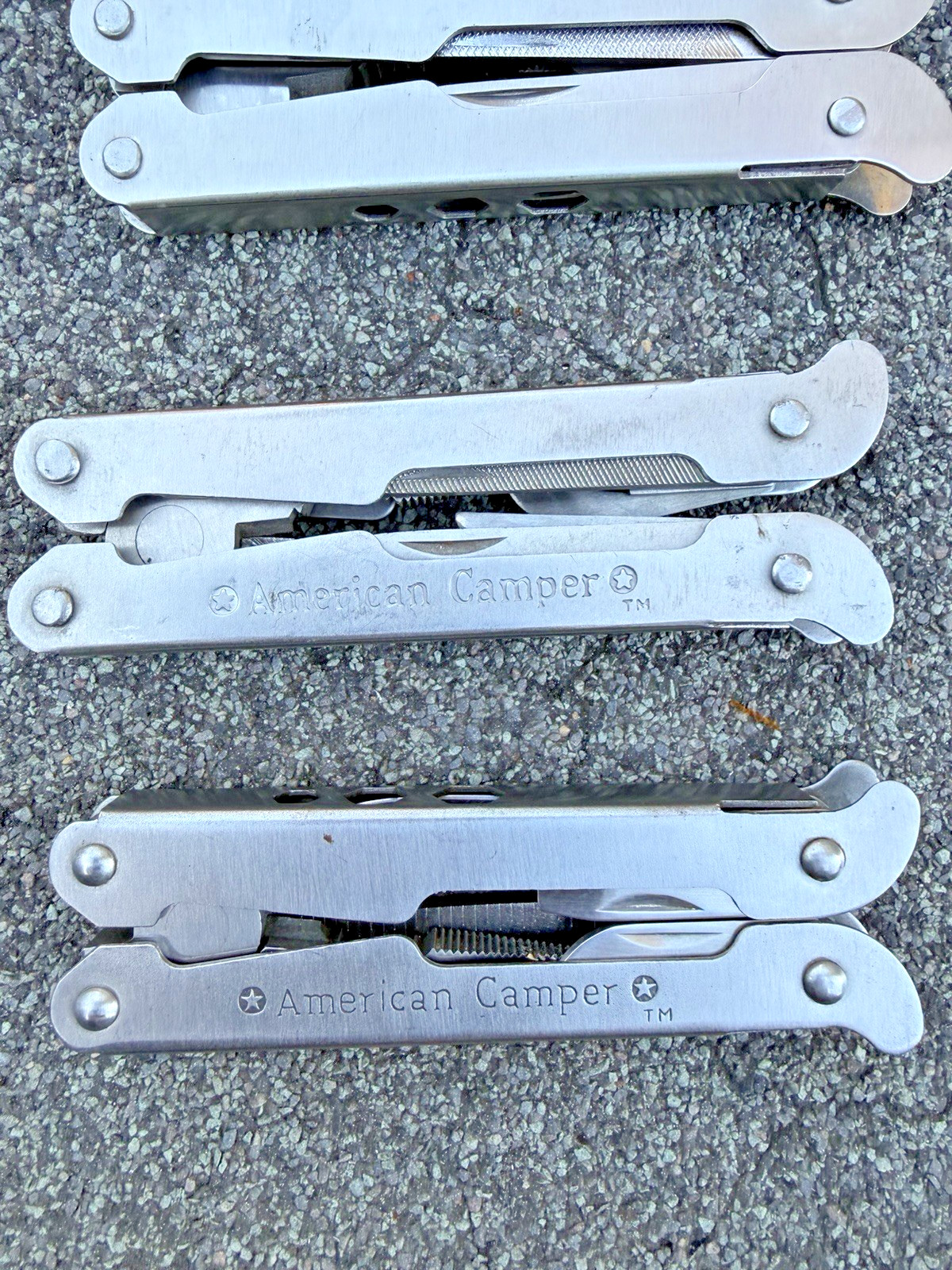 Vintage American Camper Multi-Tools, Lot of 4, Pocket Knife Pliers Screwdriver