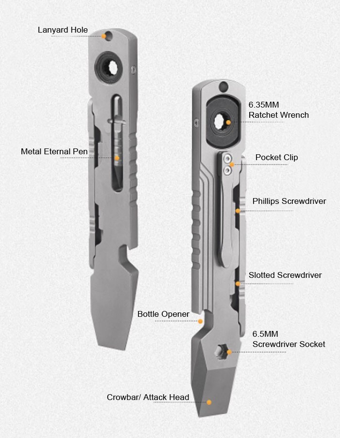 Hot Titanium Alloy Pocket Pry Bar Crowbar Opener Outdoor Camping Multi EDC Tools