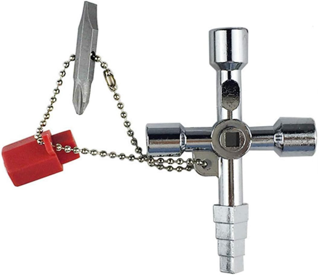 4 in 1 Universal Cross Triangle/Square/Round Key, 4 Ways Multifunction Alloy Key