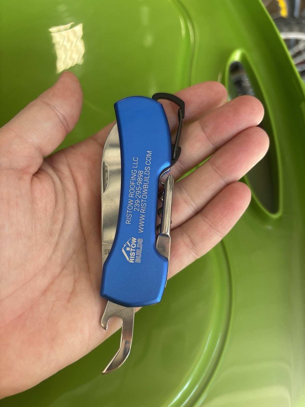 personalized blue carabiner multitool