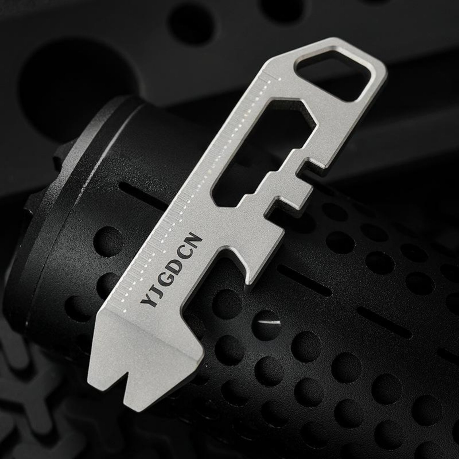 Titanium Alloy EDC Pry Bar Multi Tool Keychain Bottle Opener Wrench Ruler