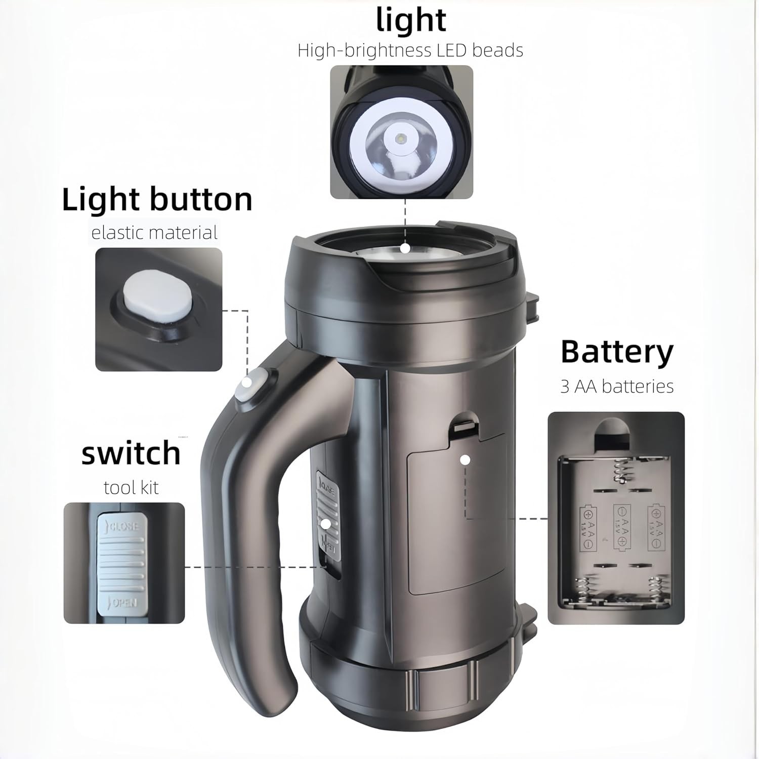 Great Value!-Hand Lantern Flashlight with Built-In 17-Piece Tool Set (80 Lumens)